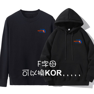 （侧脸在后）圆领连帽卫衣80将军潮流印花加绒加厚长袖衣服