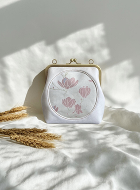 苏地玉兰花宋锦牛皮包包，方圆之道名家非遗经典白色女包手提包