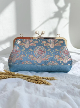 苏地云卷弦音琵琶宋锦牛皮包包，名家非遗手作手提包