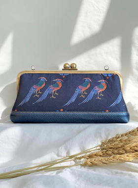 上久楷翟鸟宋锦牛皮包包，名家经典气质腋下包法棍包