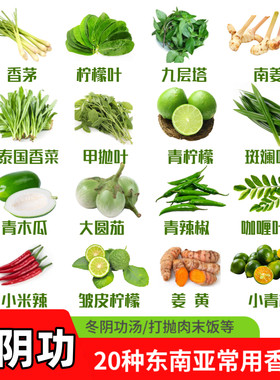 泰国冬阴功汤料新鲜香草东南亚香料香茅草南姜打抛叶咖喱叶蔬菜