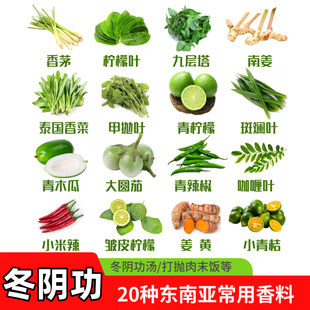 泰国冬阴功汤料新鲜香草东南亚香料香茅草南姜打抛叶咖喱叶蔬菜