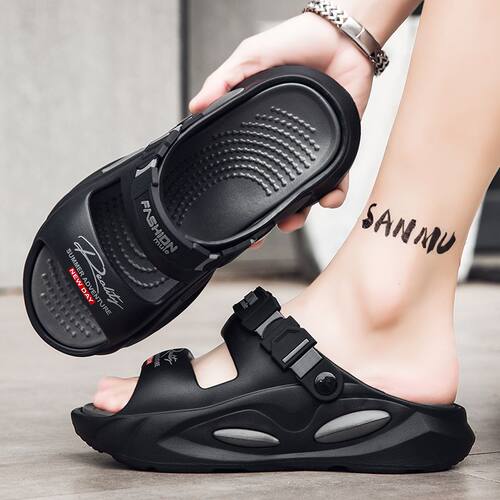 凉鞋男夏季外穿青少年运动厚底防滑防臭开车涉水两用耐磨沙滩拖鞋