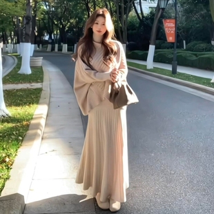 不规则针织毛衣套装连衣裙子女秋冬季2025新款韩系穿搭一整套长裙