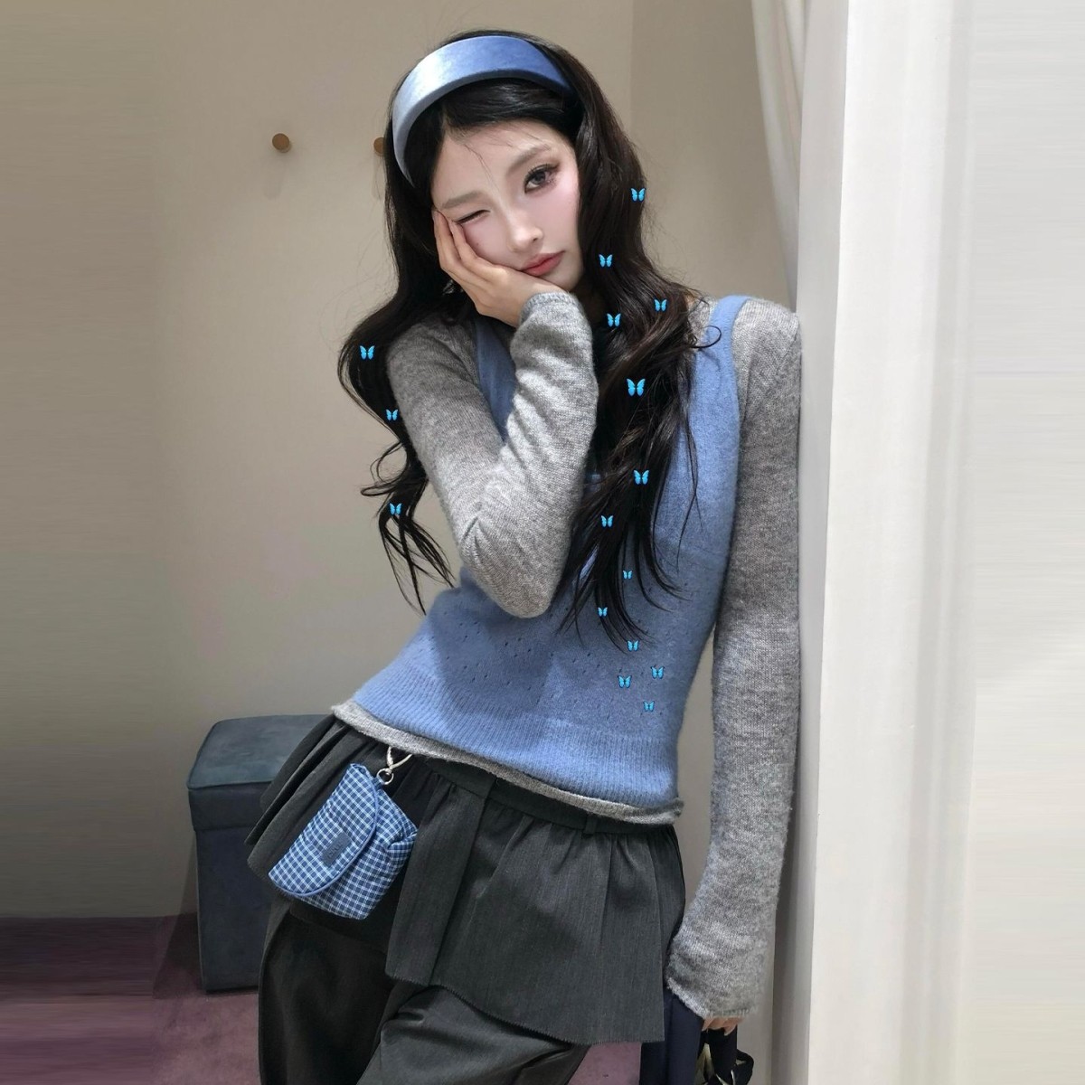 韩系独特漂亮冬装一整套2026新款冬季跨年撞色叠穿背心长裙套装女,女装/女士精品,时尚套装,淘宝优惠券,粉丝福利购,淘宝优惠卷