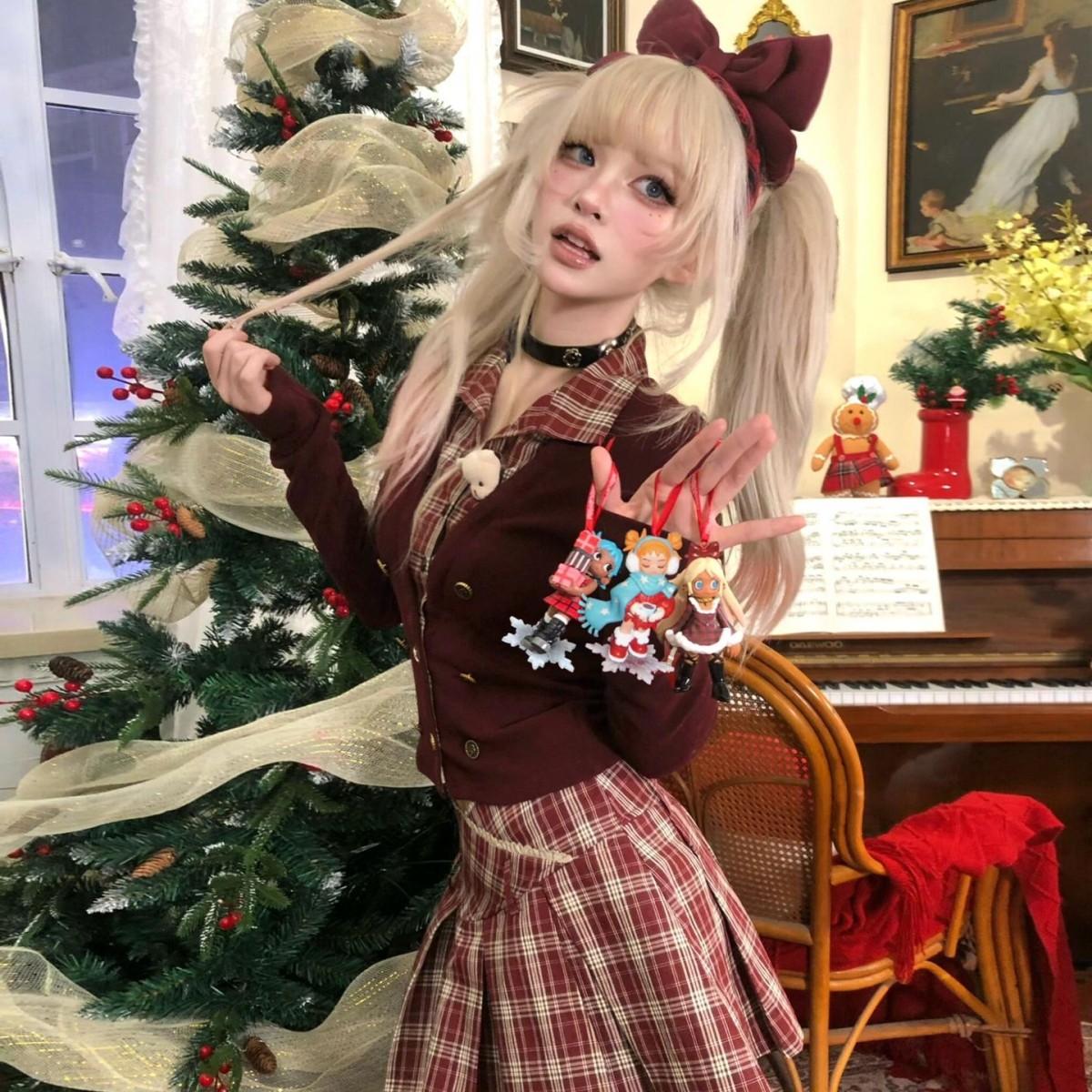 巨好看红色格子套装连衣裙子女秋冬季2025新款韩系圣诞穿搭一整套,女装/女士精品,时尚套装,淘宝优惠券,粉丝福利购,淘宝优惠卷