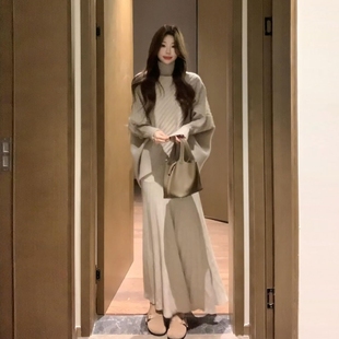 不规则针织毛衣套装连衣裙子女秋冬季2025新款韩系穿搭一整套长裙