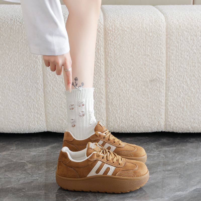 头层牛皮休闲拼色板鞋系带单鞋加绒春学生防滑豆豆鞋平底女鞋,女鞋,时尚休闲鞋,淘宝优惠券,粉丝福利购,淘宝优惠卷