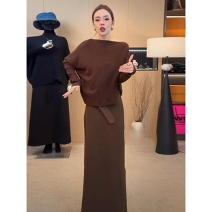 针织毛衣套装连衣裙子女2025秋冬季韩系穿搭一整套装高级感两件套