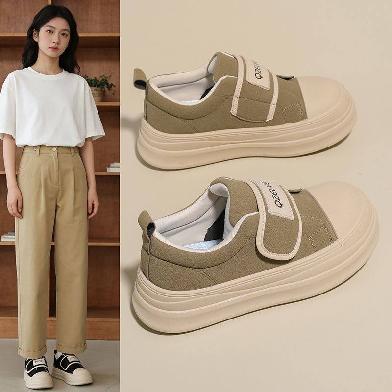 戈美其春季新款韩版魔术贴拼色小白单鞋女平底舒适休闲帆布鞋,女鞋,帆布鞋,淘宝优惠券,粉丝福利购,淘宝优惠卷