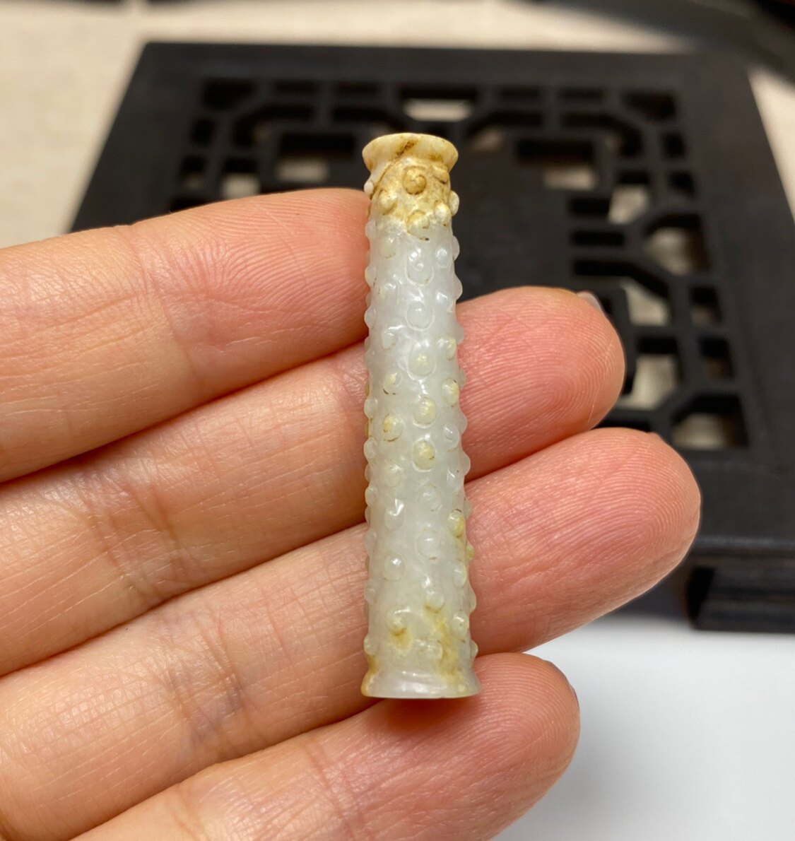 有才家古玉老玉和田白玉羊脂玉古珠勒子挂件吊坠