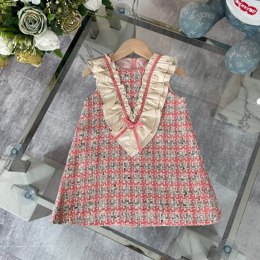 女童小香风连衣裙秋冬新款女宝宝甜美背心公主裙儿童粗花呢两件套