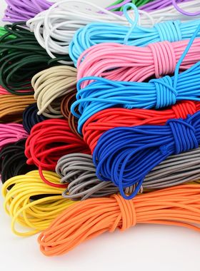 松紧带辅料彩色橡皮筋高弹力绳黑色跳皮筋细牛筋绳圆形儿童橡筋带