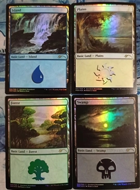 万智牌 Standard showdown 流星地 闪 平原/海岛/沼泽/树林 英文