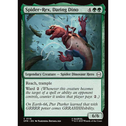 万智牌 Spider-Rex, Daring Dino 威风恐龙蜘蛛霸王龙 平/闪 SPM