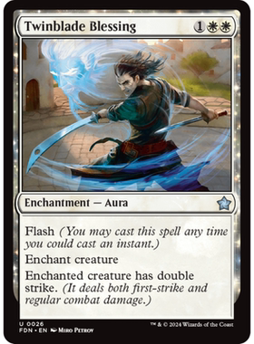 万智牌 双刃 Twinblade Blessing 平/闪 基石构筑 FDN 白色 银