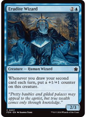 万智牌 博学法师 Erudite Wizard 平/闪 基石构筑 FDN 蓝色 铁