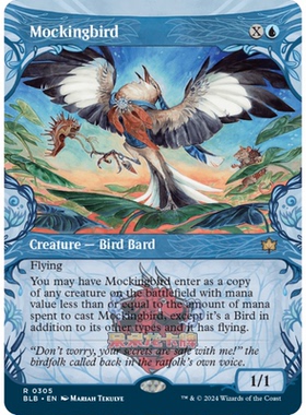 呆呆龙 万智牌 BLB 反舌鸟 Mockingbird 0305 异画 平/闪 蓝色 金
