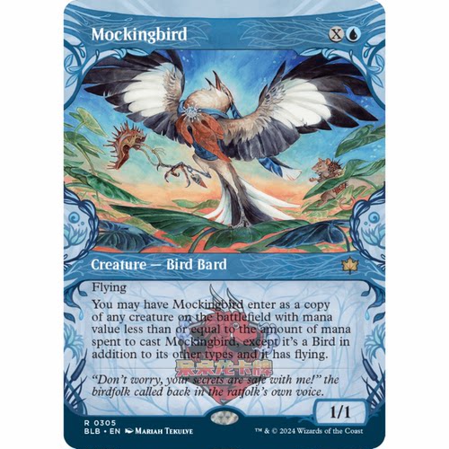 呆呆龙 万智牌 BLB 反舌鸟 Mockingbird 0305 异画 平/闪 蓝色 金
