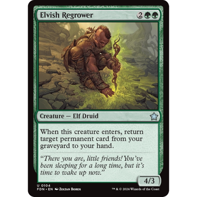 万智牌 妖精护生师 Elvish Regrower 平/闪 基石构筑 FDN 绿色 银
