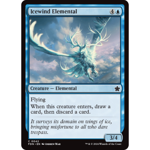 万智牌 冰风元素 Icewind Elemental 平/闪 基石构筑 FDN 蓝色 铁