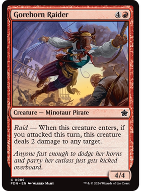 万智牌 血角劫盗 Gorehorn Raider 平/闪 基石构筑 FDN 红色 铁