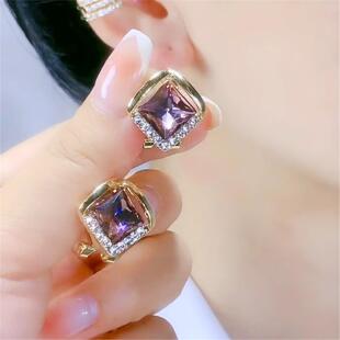 银耳环9999纯银女正品 几何方形耳环女气质轻奢小众高级感耳钉纯银