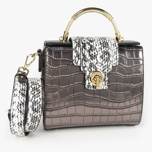 Маленькая кожаная модная черная сумка на одно плечо, портативная универсальная сумка через плечо, крокодиловый принт