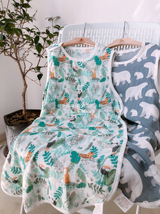 出口级muslin纱布睡袋70%竹纤维30%棉宝宝防踢被薄款 背心四层睡袍