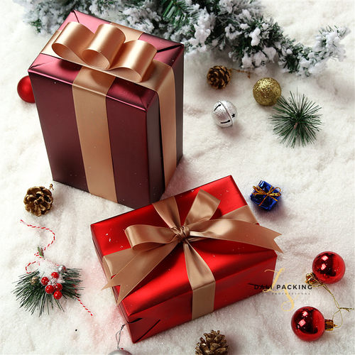 高档亮面纯色大红圣诞包文具礼物