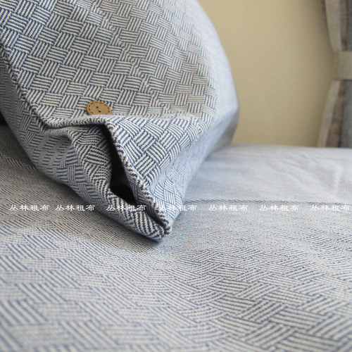 纯棉提花款A类加厚老粗布三件套