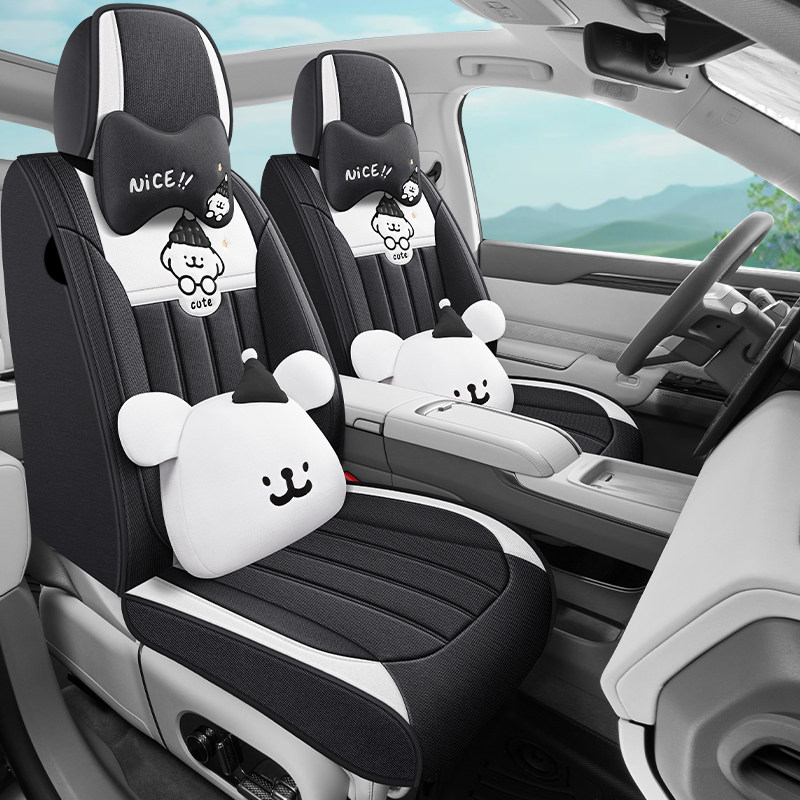 卡通小狗布艺汽车坐垫四季通用全包围粗麻座套亚麻透气可爱女生,汽车用品/电子/清洗/改装,专车专用座套/座垫,淘宝优惠券,粉丝福利购,淘宝优惠卷