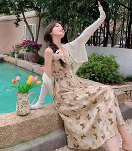 FN夏季女士连衣裙polo领收腰修身短袖针织气质韩风显瘦裙子