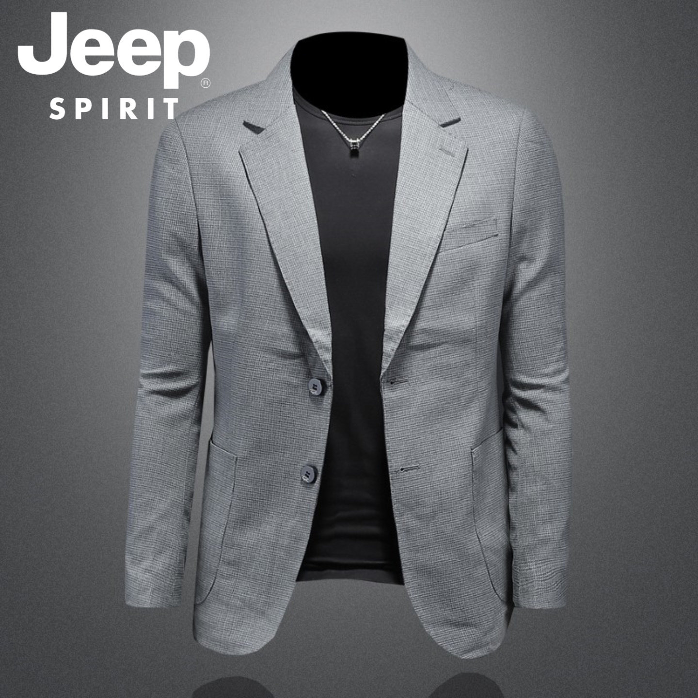 JEEP SPIRIT高档千鸟格西装外套男春秋季新款商务休闲西服外套男
