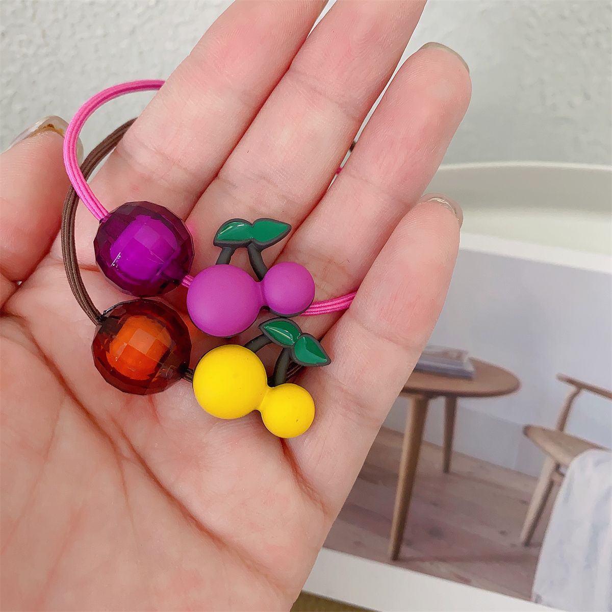 甜美简约可爱小樱桃儿童皮筋