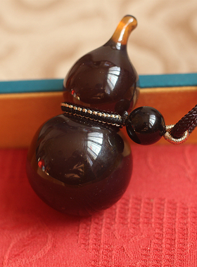 三元山馆天然缅甸琥珀葫芦吊坠有机宝石