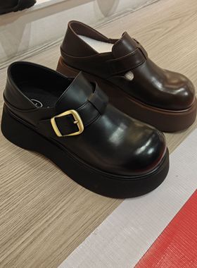 M998女鞋2025春款厚底韩版乐福鞋女英伦风小皮鞋两穿单鞋9369