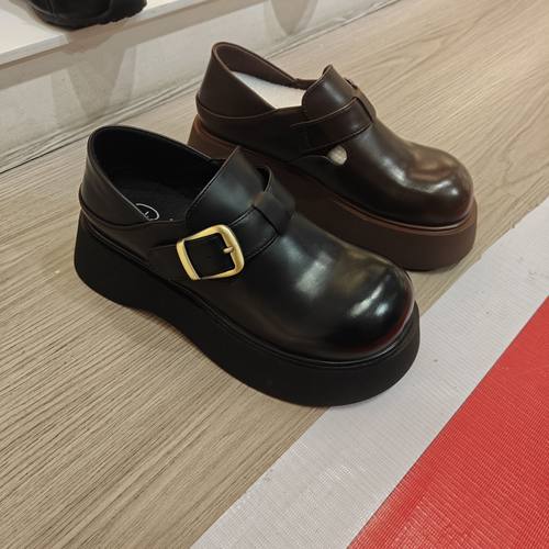 M998女鞋2025春款厚底韩版乐福鞋女英伦风小皮鞋两穿单鞋9369