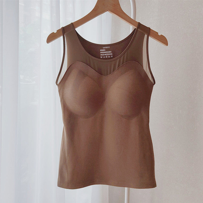 保暖背心女免穿文胸乳胶带胸垫文胸一体冬季磨毛保暖护腰大码内搭,女士内衣/男士内衣/家居服,保暖背心,淘宝优惠券,粉丝福利购,淘宝优惠卷