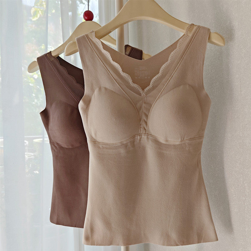 秋冬保暖背心带胸垫一体无痕女双面磨毛大码加厚发热免穿文胸打底,女士内衣/男士内衣/家居服,保暖背心,淘宝优惠券,粉丝福利购,淘宝优惠卷