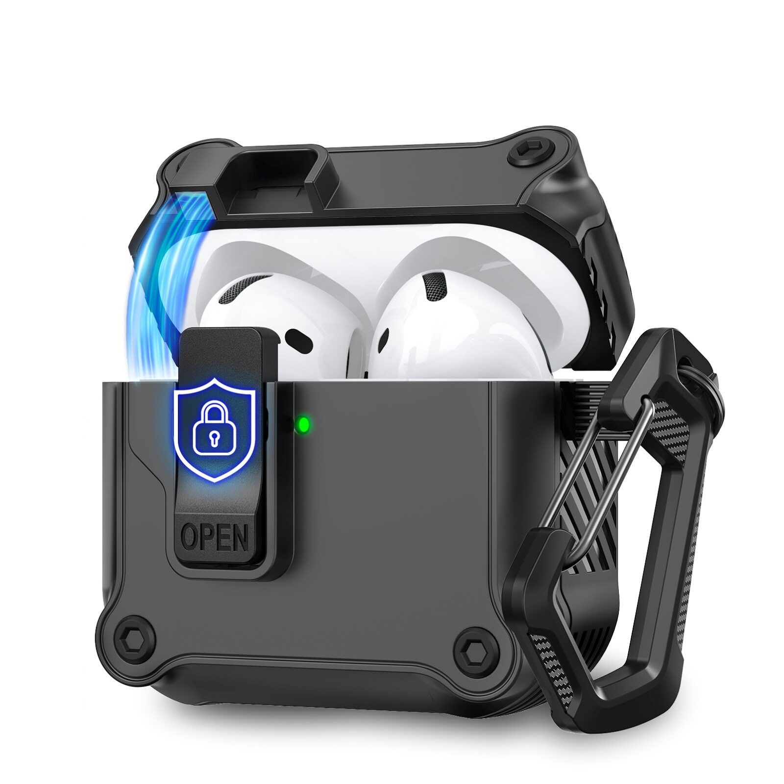 适用苹果AirPods 4连体保护套 | 开关按键 | 自带安全锁
