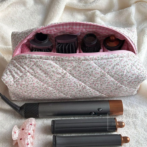 创意碎花化妆包大容量吹风机收纳包美容美发工具包包小香风多巴胺