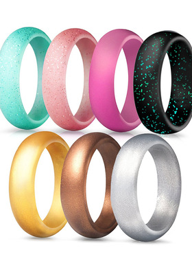 5.7mm宽4色组潮流饰品硅胶戒指闪粉女式硅胶指环silicone rings