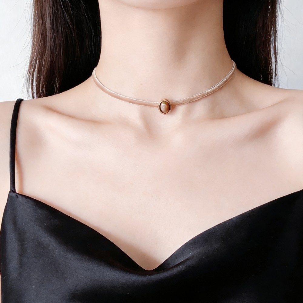 原创设计极简细颈圈精致异形点缀女简约锁骨链颈链项圈choker