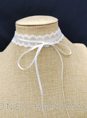 超仙白色蕾丝choker少女蝴蝶结锁骨项链长款双层颈链镂空百搭项圈