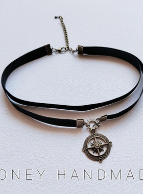 欧美复古宫廷风金属指南针吊坠项链女颈链锁骨链颈饰女锁骨短项链