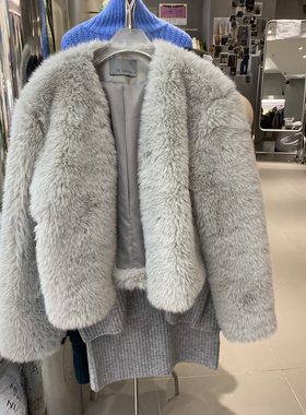 2021冬季新款韩版法式洋气小个子短款仿皮草毛毛外套女