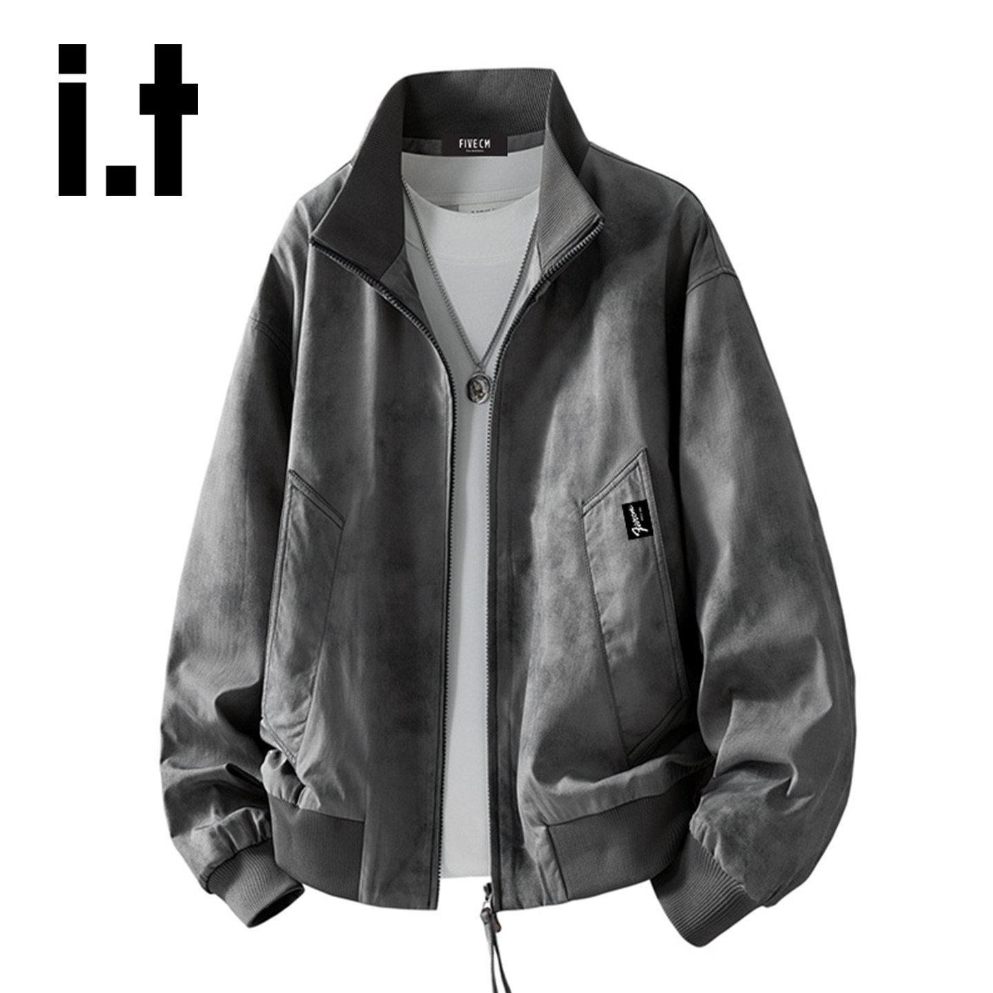 it :5cm/FIVECM春秋季新款简约百搭立领夹克男潮流美式休闲外套YQ