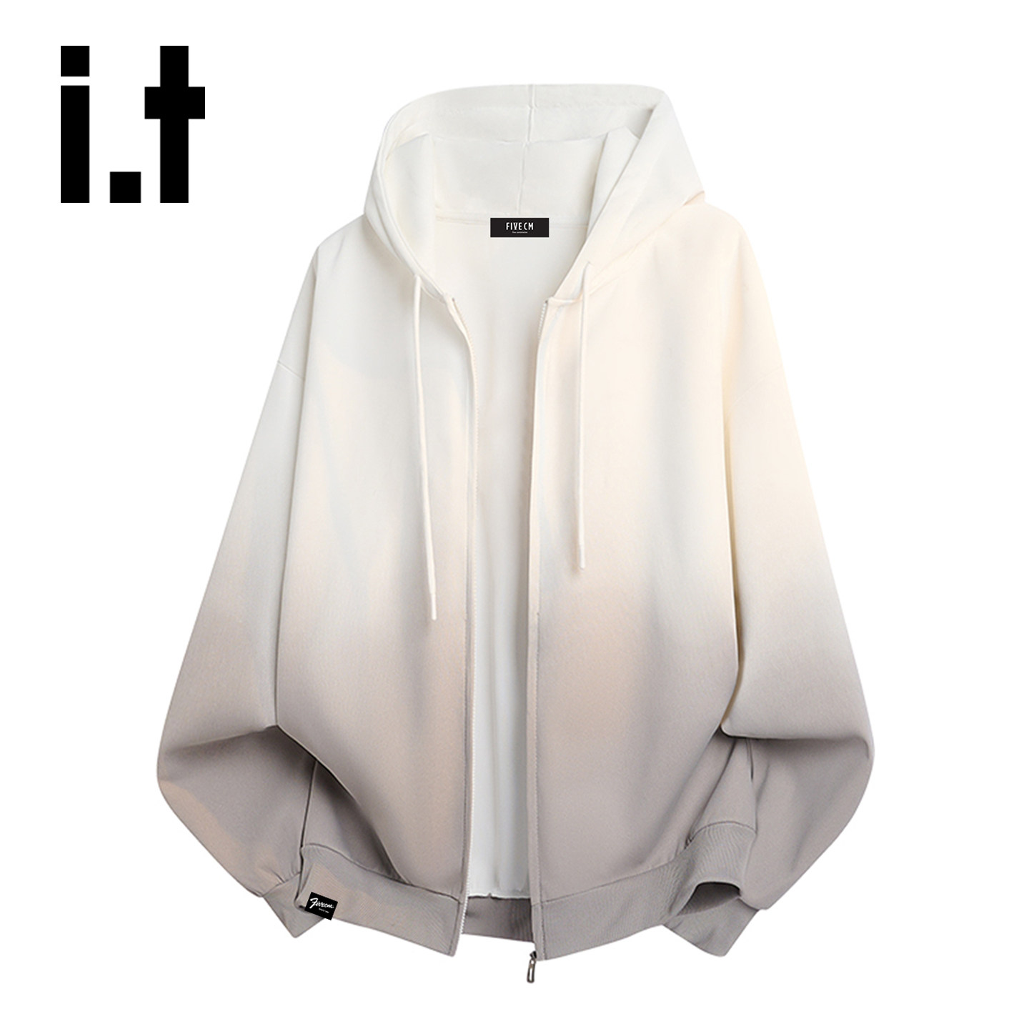 it :5cm/FIVECM春秋季新款渐变开衫卫衣男潮流简约宽松连帽外套YQ
