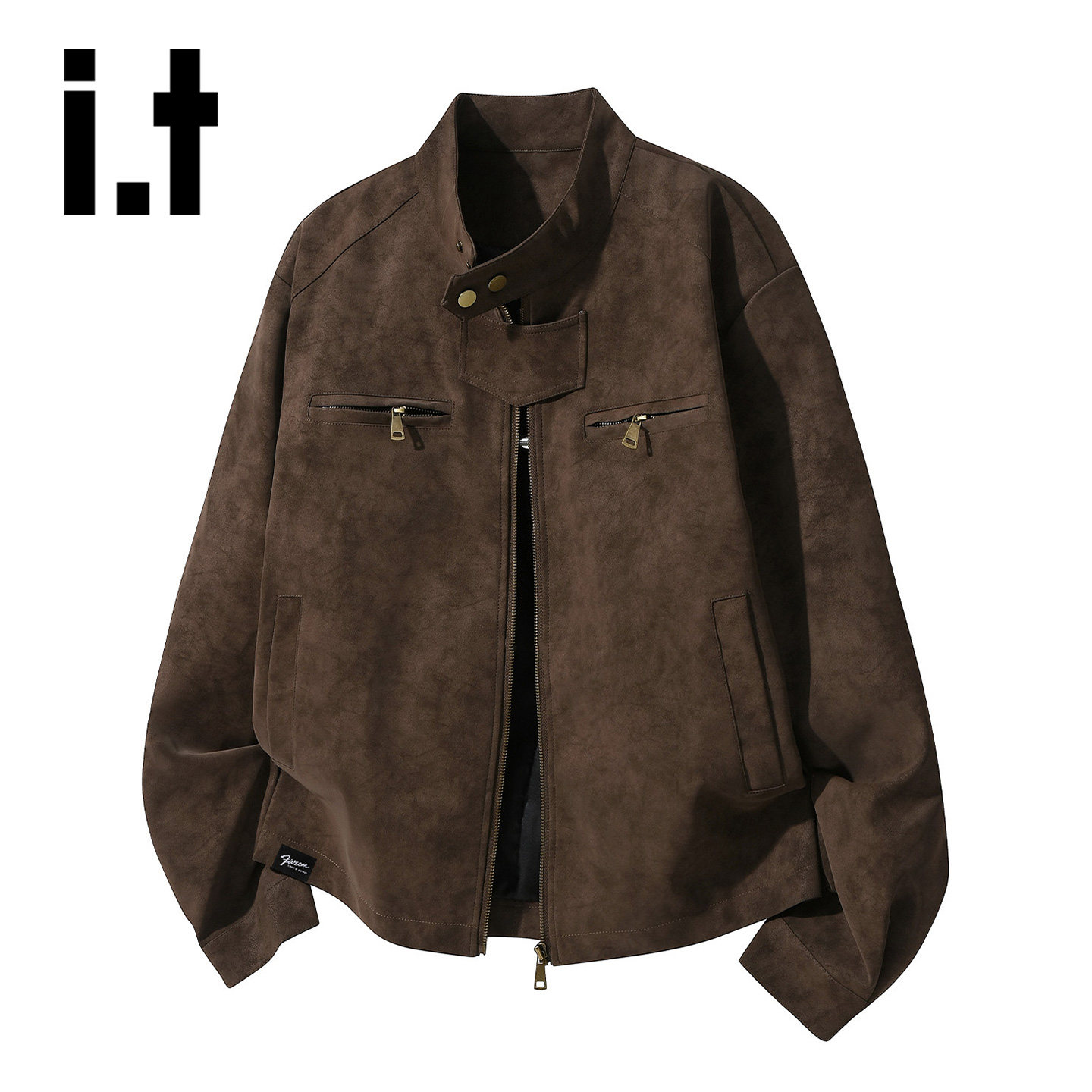 it :5cm/FIVECM春秋季扎染PU皮夹克外套男女2026新款立领休闲上衣